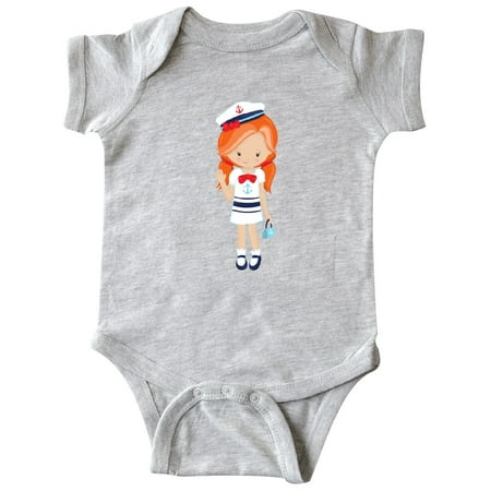 

Inktastic Cute Girl Boat Captain Skipper Orange Hair Gift Baby Girl Bodysuit