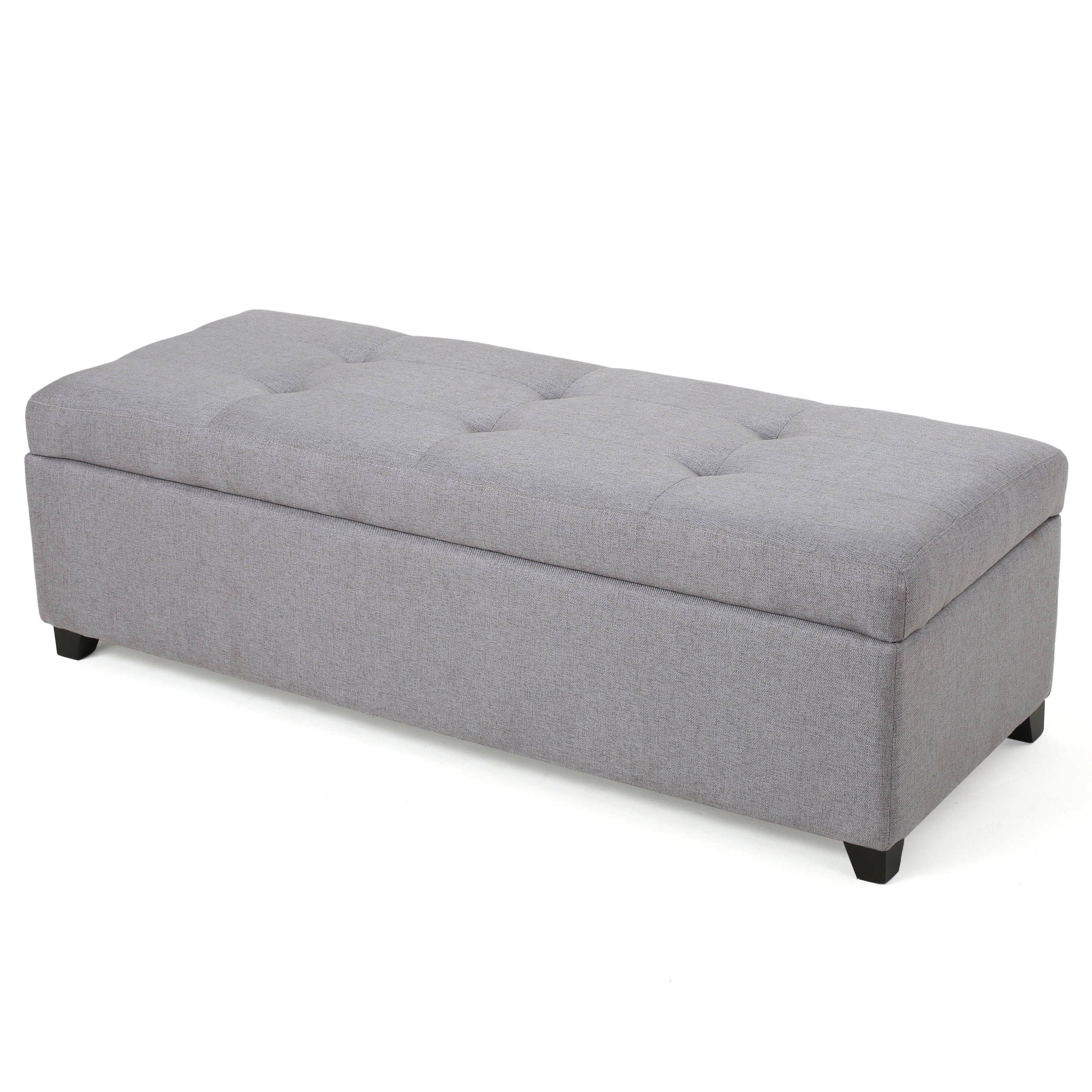 Noble House Hampton Contemporary Tufted Fabric Storage Ottoman, Gray