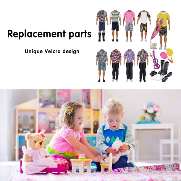 16 piezas/set muñecas vestidos de vestir hecho a mano 11 pulgadas muñecas de muñecas casuales juguetes familiares regalo de cumpleaños de cumpleaños