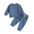 thumbnail image 4 of Esaierr Newborn Boys Sweatshirt 2 Piece Outfits Baby Spring Fall Winter Clothes Long Sleeve T-Shirt Tops+jogger Pants Two Piece Set Solid Tracksuit Outfit for 0-24 Months, 4 of 9