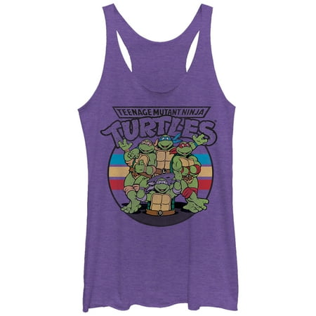 Women's Teenage Mutant Ninja Turtles Group Wave Racerback Tank Top Purple Heather X Large