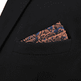 thumbnail image 4 of Paisley Orange Black Silk Pocket Square Mens Hankies Hanky, 4 of 7