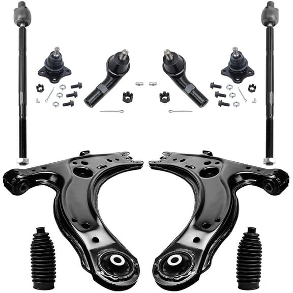Detroit Axle - 10pc Front Lower Control Arms Ball Joints Tie Rods w/Boots Replacement for Volkswagen Beetle
