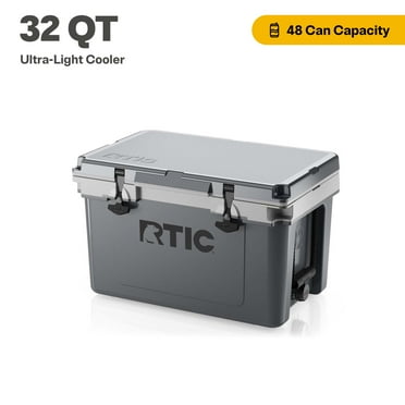 RTIC 32 QT Ultra-Light Hard-Sided Ice Chest Cooler, Fits 48 Cans, Dark Grey & Cool Grey