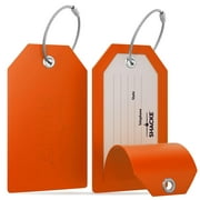 Shacke Luggage Tags with Full Back Privacy Cover w/ Steel Loops - Set of 2