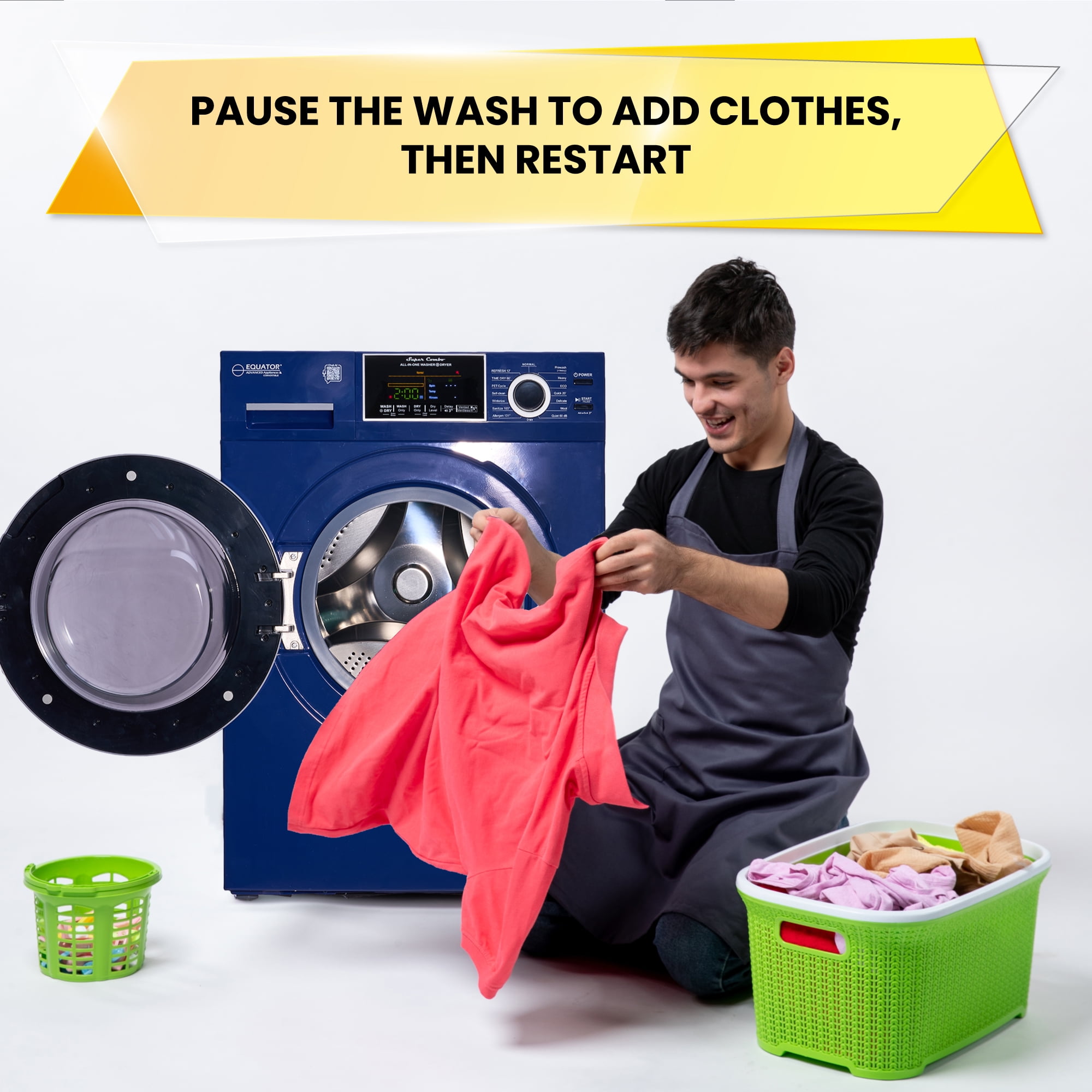 Equator 18 lbs Combo Washer Dryer Version 3 with Sanitize Allergen Winterize in Midnight Blue Color