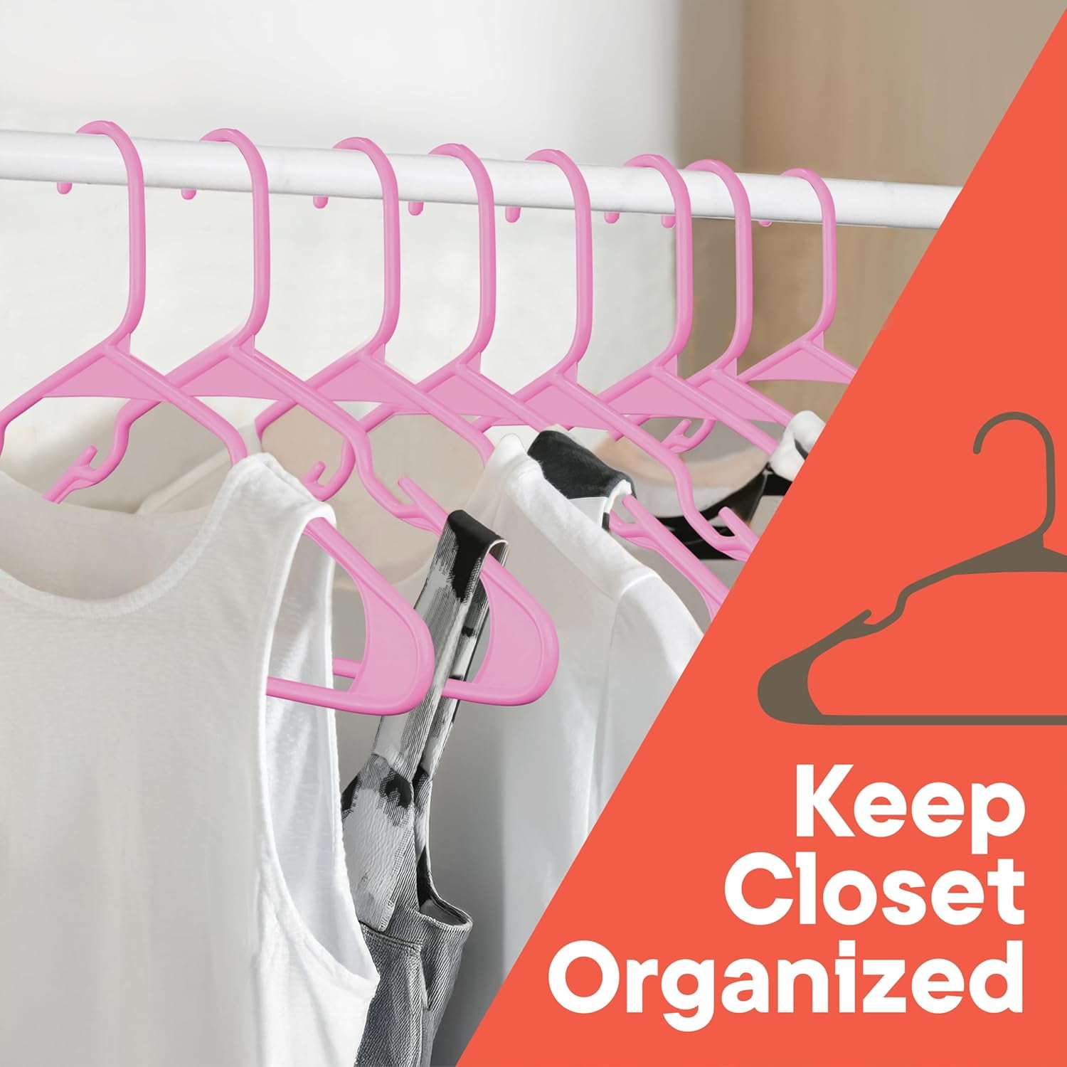 Pink Plastic hangers 5 Pack– Heavy-Duty Plastic Hangers Slim and Space-Saving Hangers, Durable & Lightweight PP Hangers with Non-Slip Shoulder Notches for Slip Dresses, Suits, Jackets & Camisoles