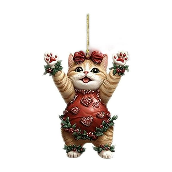 HomeKingdee Cat Decor,Cute Cat Christmas Tree Hanging Ornaments,Acrylic Flower Cats Christmas Tree Decorations Pendants for Backpacks Car Rearview,Funny Gifts