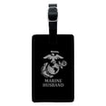 thumbnail image 1 of Marine Husband USMC White on Black Officially Licensed Rectangle Leather Luggage Card Suitcase Carry-On ID Tag, 1 of 8