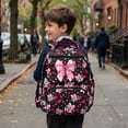 thumbnail image 4 of HUIACONG Pink Bow Soccer Print School Backpack for Girls Age 5-12, Multi Pocket Sturdy Bookbag, Adjustable Padded Straps, Water Resistant Lightweight Large Capacity School Bag for Kids, 4 of 7