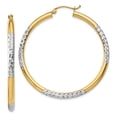 thumbnail image 1 of 14K Rhodium Plated Yellow Gold & Rhodium Diamond Cut 3x45mm Hoop Earrings, 1 of 4