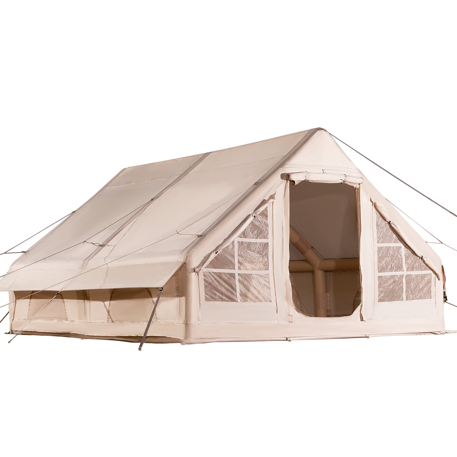 KFFKFF Inflatable Camping Tent for 5-8 Person, 13.12 x 9.84 x 6.56 Ft 300D Oxford Fabric Glamping Blow up Tent with Hand Pump, Waterproof Air Tent with Stove Jack