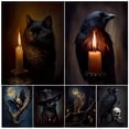 thumbnail image 2 of Pintura en lienzo de murciélago, Gato Negro, bruja antigua, búho, Cuervo, arte de pared, bruja oscura, Halloween, gótico, Vintage, Impresión de póster, decoración del hogar, 2 of 4