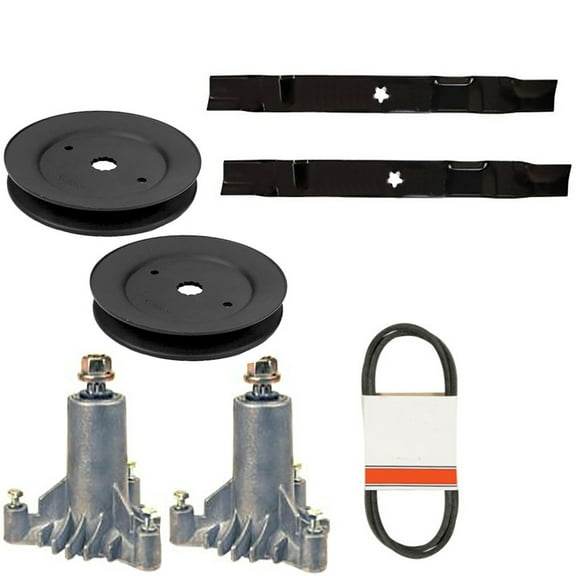 RAParts 42" Deck Rebuild Kit Fits Craftsman Lawn Mowers LT1000 / LTX1000 w/ Two Deck Spindles Two 21" Mulching Blades ONE Deck Drive Belt (1/2" X 95"-1/2") Two Spindle Pulleys 153535