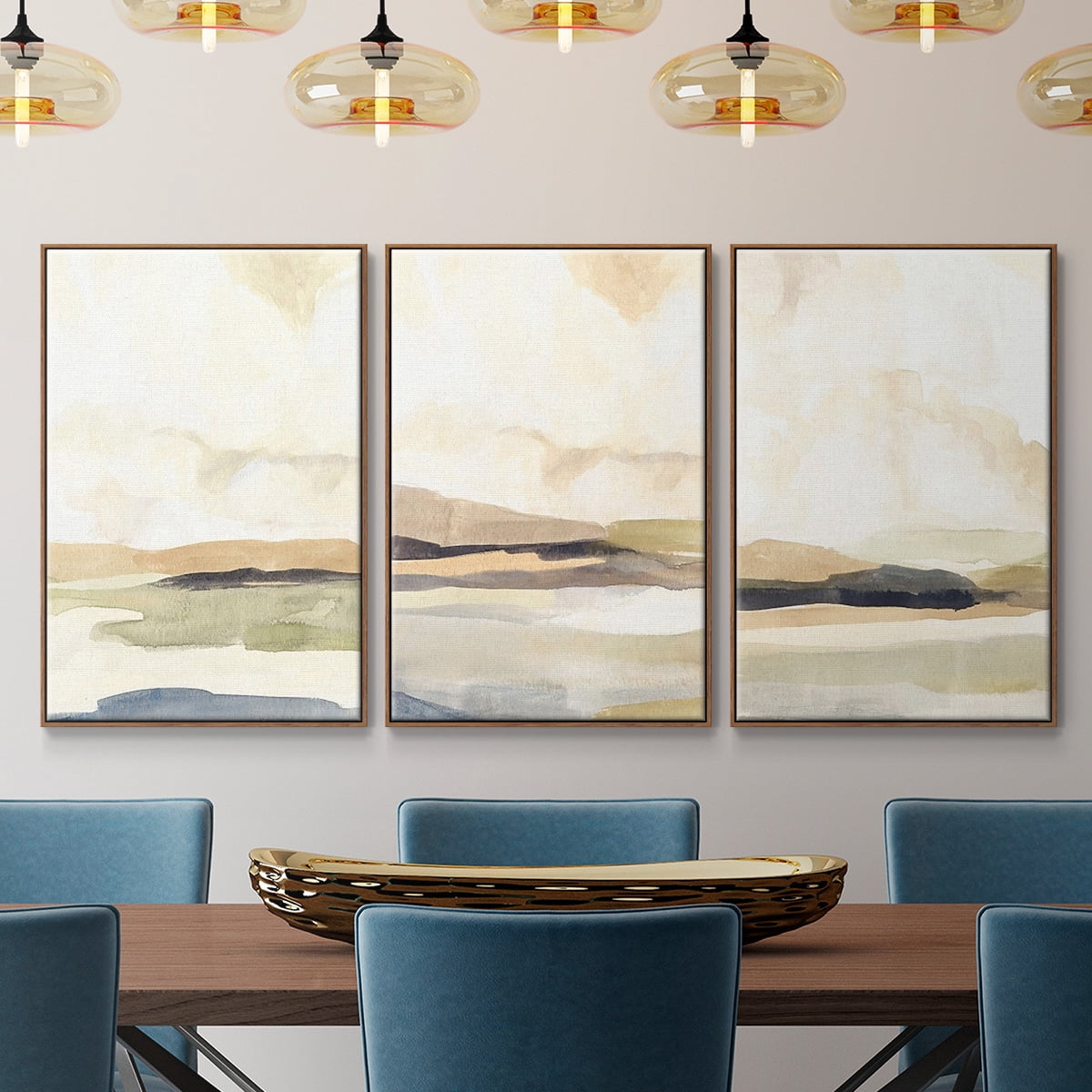 Abstract Neutral Tone Framed Wall Art – Slate Movement I – Premium Gallery Wrapped Canvas, L Floating Frame, 3 Piece Set, Ready to Hang