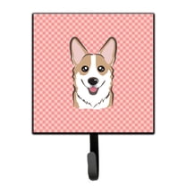 Carolines Treasures Checkerboard Pink Corgi Leash or Key Holder 7Hx4.25W multicolor
