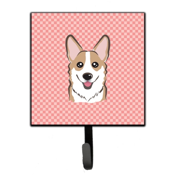 Carolines Treasures Checkerboard Pink Corgi Leash or Key Holder 7Hx4.25W multicolor