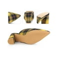 thumbnail image 2 of BLISSFUL STEP Women's Plaid Pointed Toe Block Heel Slide Mules Yellow 8, 2 of 4