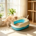 thumbnail image 4 of HOARBOEG Semi-Enclosed Cat Litter Box with Top Entry Lid and High Sides, Odor Control Covered Kitty Litter Pan with Scoop Filter for Anti Scatter, Indoor Cat Toilet Blue, 4 of 6