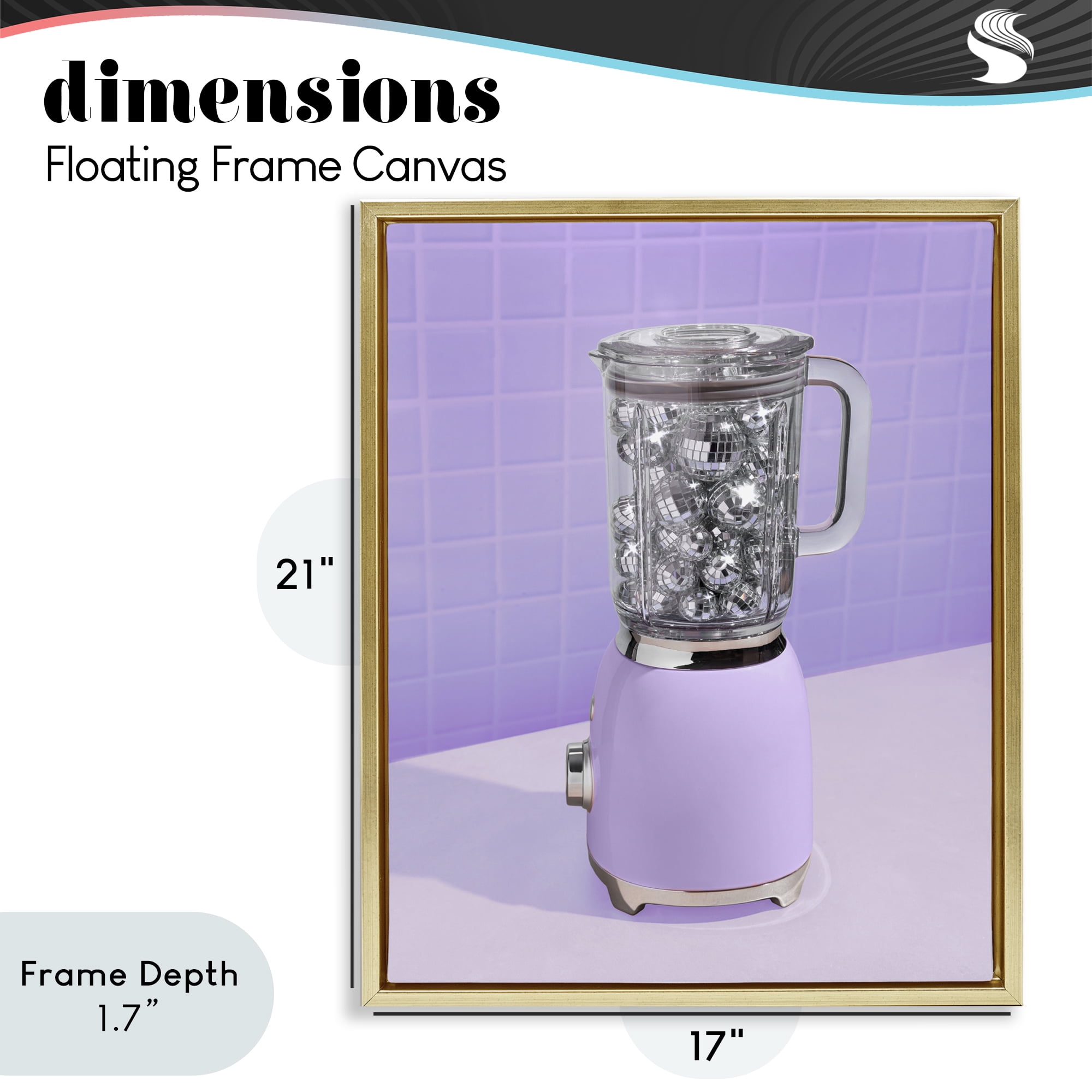 Stupell Industries Disco Drink Blender over Purple Gold Framed Floater Canvas Wall Art, design by LISH Creative