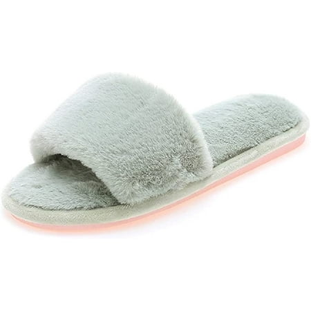 

CoCopeaunt Women s fur household cotton slippers plush slippers indoor and outdoor non-slip slippers open-toed sandals
