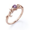 thumbnail image 4 of JeenMata Bohemian Design 0.50 Carat Round Cut Lab Created Purple Amethyst Solitaire Engagement Ring in 18K Rose Gold Plating over Silver, 4 of 7