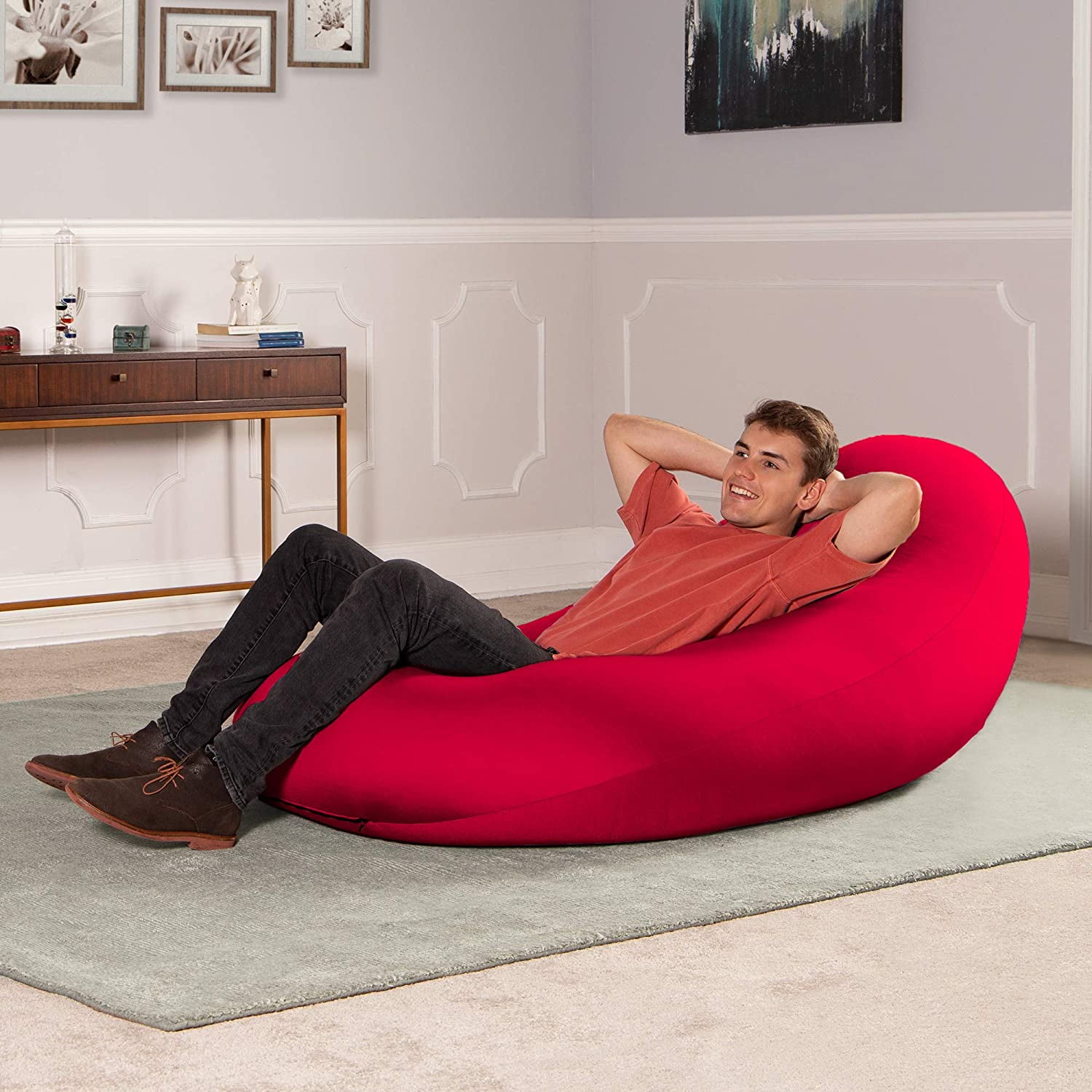 Jaxx Nimbus Spandex Bean Bag Chair for Adults-Furniture for Rec, Family Rooms and More, Large, Cardinal