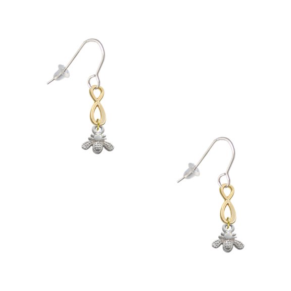 Delight Jewelry Silvertone Mini Bee Gold Tone Infinity French Earrings