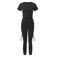 thumbnail image 3 of Women’s 2 Piece Outfits Bodycon Tracksuit Sports Suit Short Sleeve Crop Top With Skinny Long Pants Loungewear Workout Sets Wedding Pant Suits for Bride Pant Suits for Women Dressy Wedding Guest Long, 3 of 4