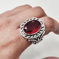 thumbnail image 6 of AAA Garnet Mans Ring, Natural Garnet Ring, January Birthstone, Silver Jewelry, 925 Silver Ring, Birthday Gift, Heavy Mens Ring, Arabic Design, Ottoman Style Ring, Christmas, Turkey Mens Signet Ring, 6 of 8