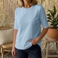 thumbnail image 6 of Yxbdin Basic Tees for Women Summer Crew Neck T Shirts Classic Half Sleeve Tshirts Lightweight Relaxed Fit Tops Solid Color Tees Everyday Daily Wear, 6 of 8