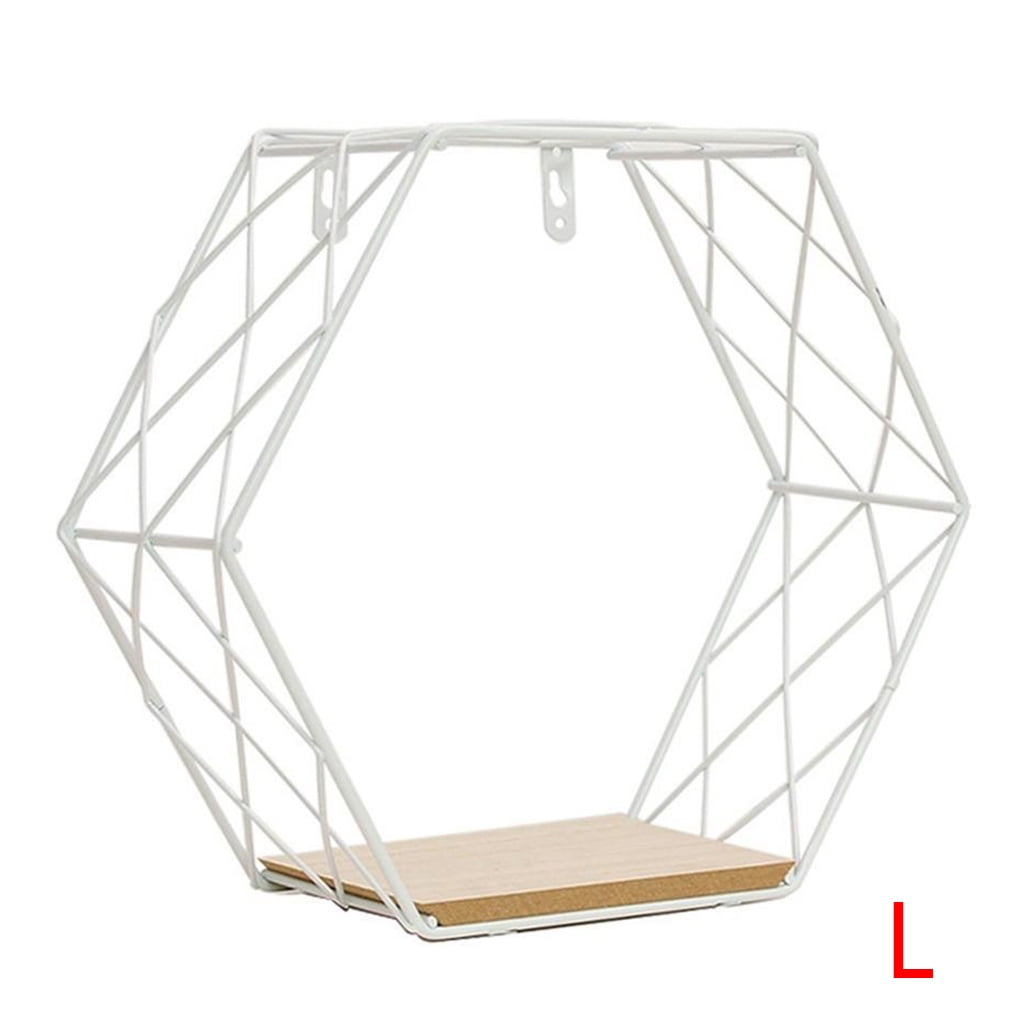 Hexagon Design Wall Mounted Shelves Net Type Wall Storage Rack Home