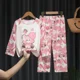thumbnail image 4 of Conjunto de ropa de dormir para niños con dibujos animados bonitos, pantalones largos de manga larga, ropa para el hogar para niña, conjunto de dos piezas para uso estacional para primavera y otoño, 4 of 5