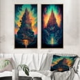 thumbnail image 1 of Designart "Dreamy Rainbow Landscape Ancient Temple Setting" Christianism Framed Wall Art Set Of 2 - Traditional Blue Frame Gallery Set For Office Decor, 1 of 6