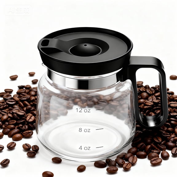 DFITO 16 oz Coffee Pot Shaped Mug, Funny Drink Cup for Coffee Lovers. Cute Novelty Flat Bottom Carafe With Handle
