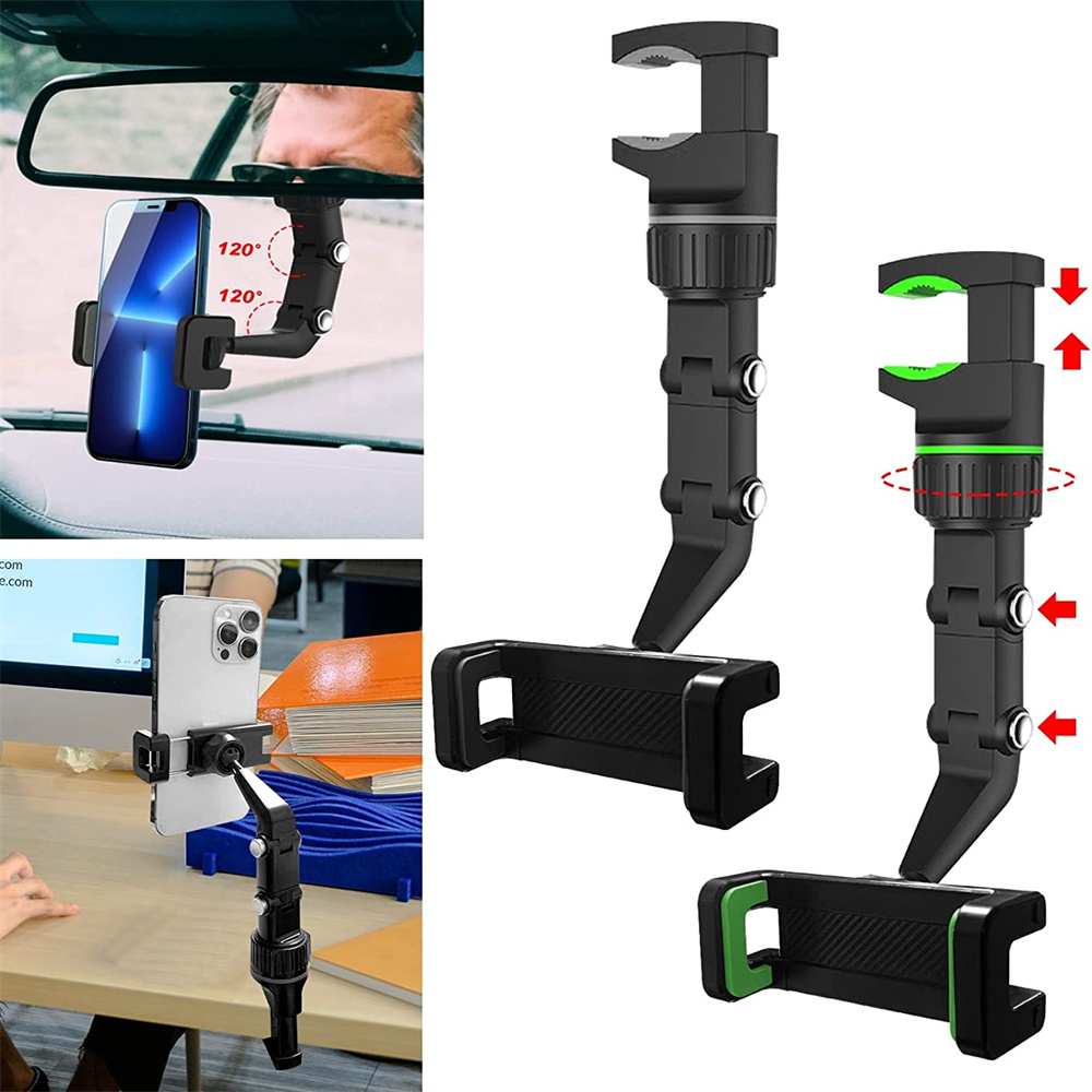 Rearview Mirror Mount for Car, 360° Rearview Universal Adjustable