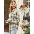 thumbnail image 2 of DARING DIVA Button Down Color Block Corduroy Long Sleeve Plaid Shirt XS Apricot, 2 of 7