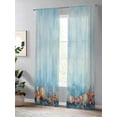 thumbnail image 4 of Summer Ocean Sheer Curtains 2 Panels Set Watercolor Starfish Shell Linen Texture Lihgt Filtering Rod Pocket Voile Drape, Semi Sheer Window Curtains for Bedroom Living Room, 52"x96", 4 of 5