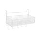 thumbnail image 4 of Cesta de almacenamiento colgante para mesita de noche, estante de hierro, organizador multiusos fácil de instalar Blanco con ganchos, 4 of 7