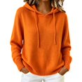 thumbnail image 2 of Yigetop Warm Sweaters for Women Crew Neck Soft Hoodies Fall Winter Cozy Knitted Hooded Pullover Loose Fit Lightweight Comfy 2026 Daily Wear Tops Orange M, 2 of 5