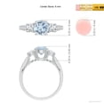 thumbnail image 3 of ANGARA Natural Classic Prong Set Round Aquamarine and Diamond Three Stone Ring in 14K White Gold for Women (Size-6mm) | March Birthstone, Anniversary, Jewelry Gift for Women | Natural Aquamarine Ring, 3 of 7