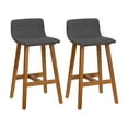 thumbnail image 1 of CorLiving Bennett Set of 2 Upholstered Low Back Indoor Barstools with Wood Frames, 1 of 9