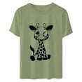 thumbnail image 6 of Yuwull Oversized T Shirts for Women, Womens Summer Tops Giraffe Print Graphic Short Sleeve Crew Neck T-Shirt Plus Size Womens Cute Tops Green, 6 of 6