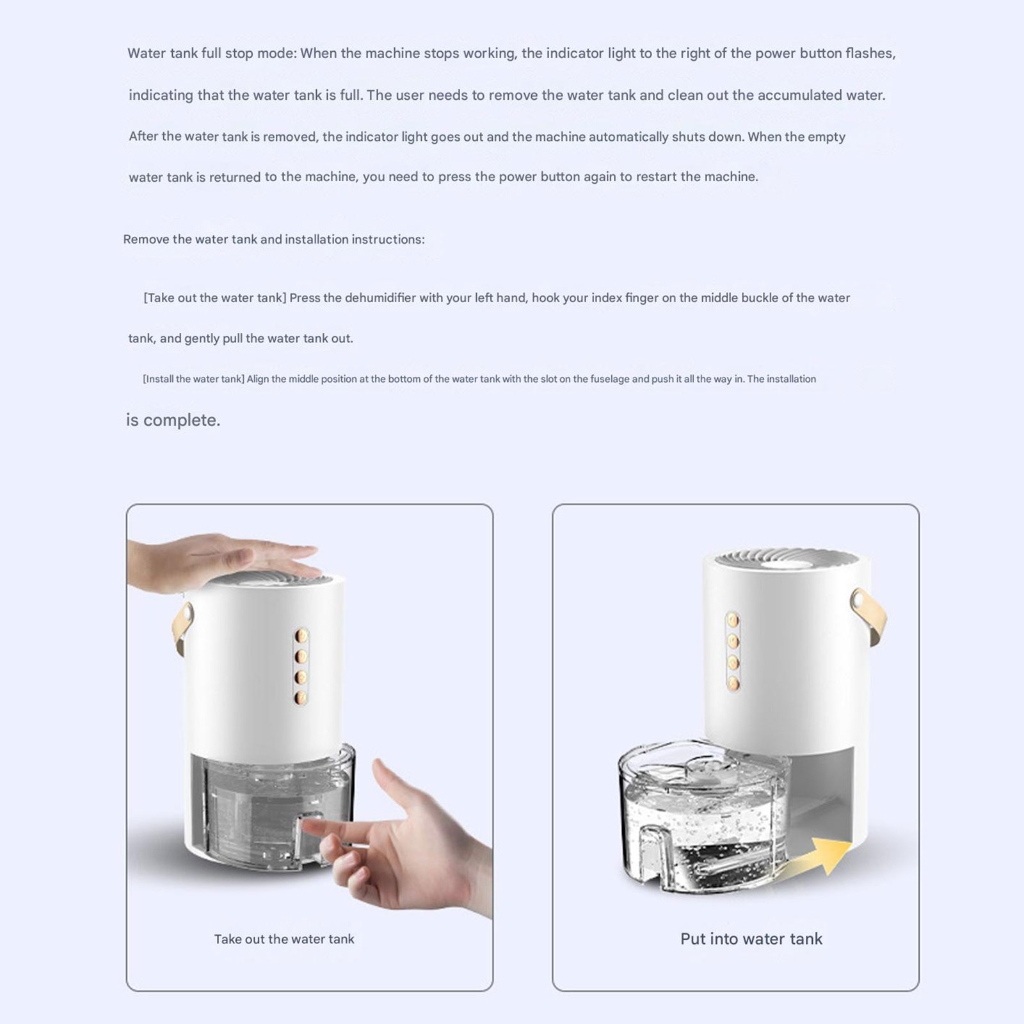 WINDLAND Dehumidifier Household Small Moisture Absorbing Bedroom Quiet Dehumidification Machine with Colorful LED Light