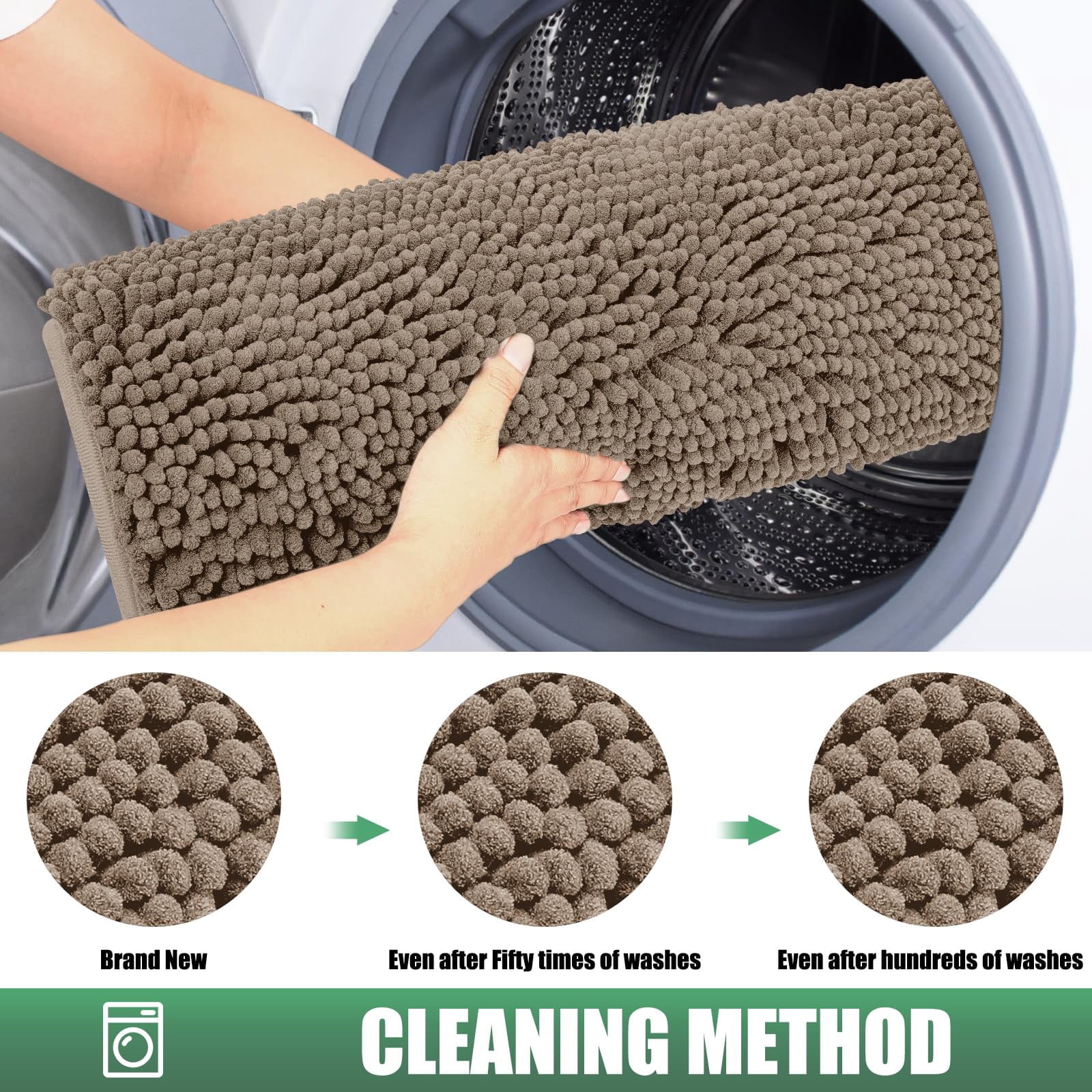 Chenille Absorbent Outdoor Doormat 60" x 36", Washable Muddy Door Mats for Dog Non Slip Indoor Doormat Dog Mat for Muddy Paw Front Inside Doormats for Entryway Beige