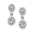 thumbnail image 7 of Crown Halo Oval CZ Prom Statement Dangle Earrings Silver Plated, 7 of 7