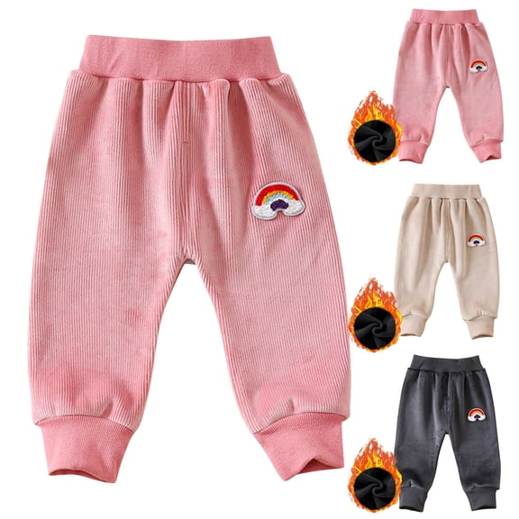 Bovxnpu Fall Winter Boys Girls Pants, Girls Sweatpants Jogger Pants Active Pants, Toddler Kids Fashion Cute Print Pants Warm Trousers Corduroy Pants Sweatpants