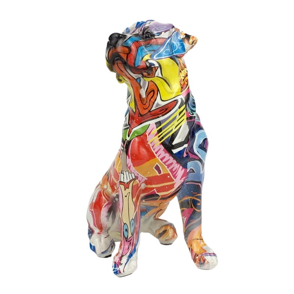deevoka Creative Dog Statue Animal Figurine Resin Sculpture for Desktop Living Room Gift 12.5x9x20cm