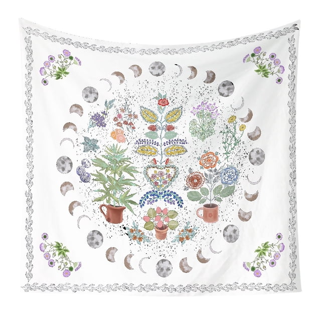 Pintura al óleo con forma de flor en fase lunar, 200 x 150 cm, microtela