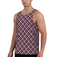 thumbnail image 2 of Lsque Red Blue Checked Pattern Mens Tank Tops Muscle Athletic Quick Dry Sleeveless Workout Fitness T Shirts Beach Tank Top, Loose-fit Sleeveless Shirt for Men-XX-Large, 2 of 7